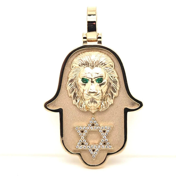 Custom Lion & Star of David Pendant Jay Feder Jewelers