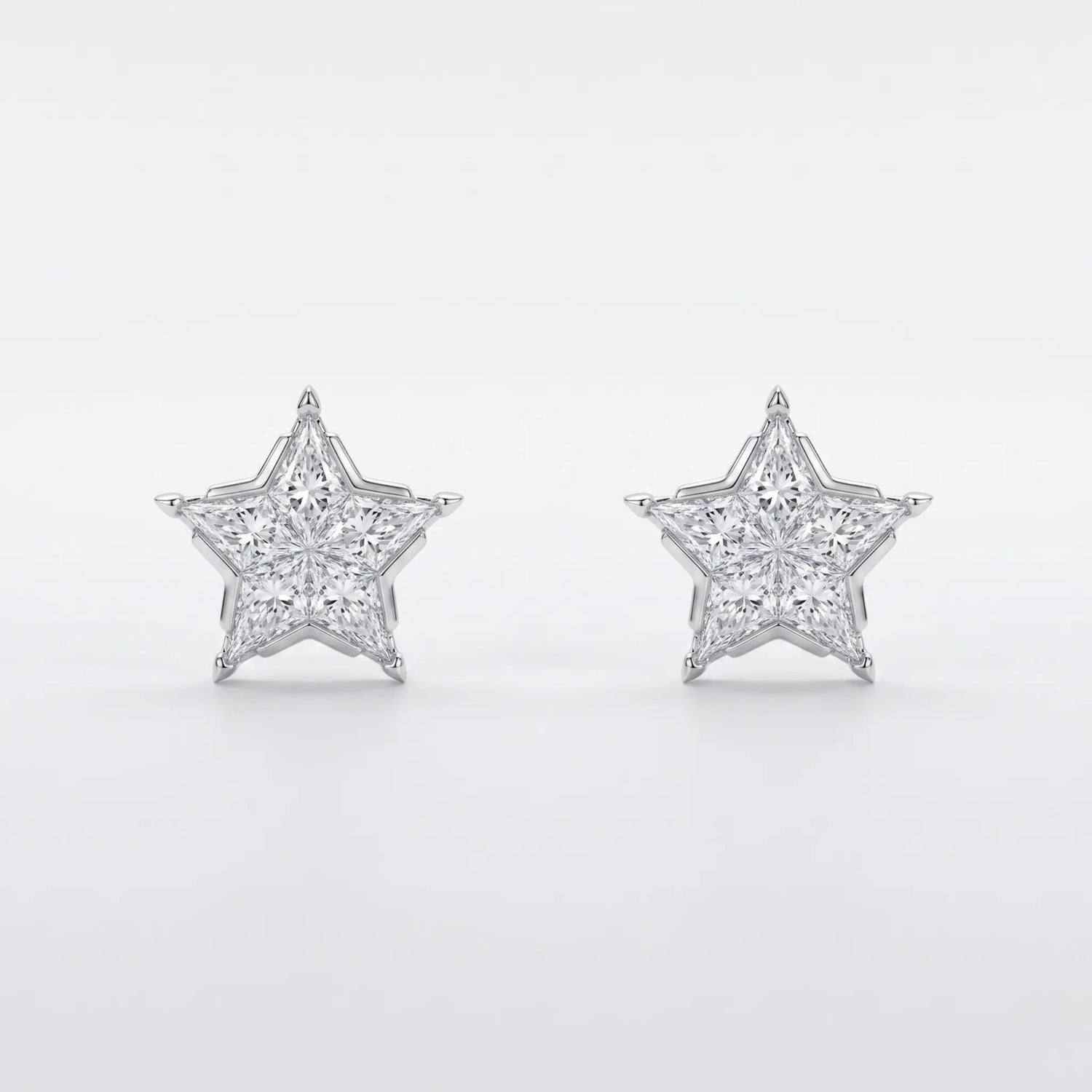 Platinum Diamond Star Stud Earrings 0.55ct Kite Cut