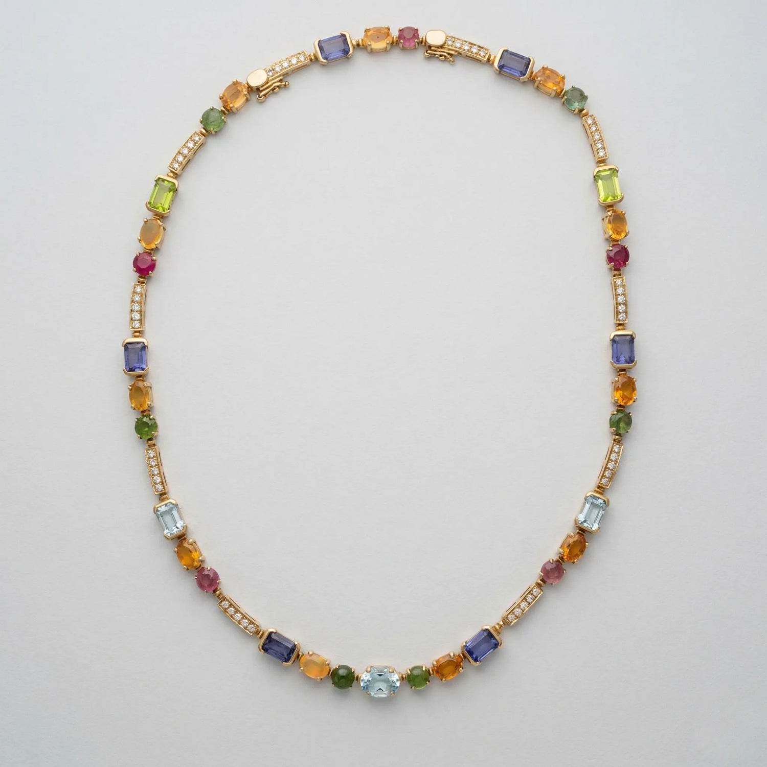 18K Yellow Gold Multi Gemstone Necklace