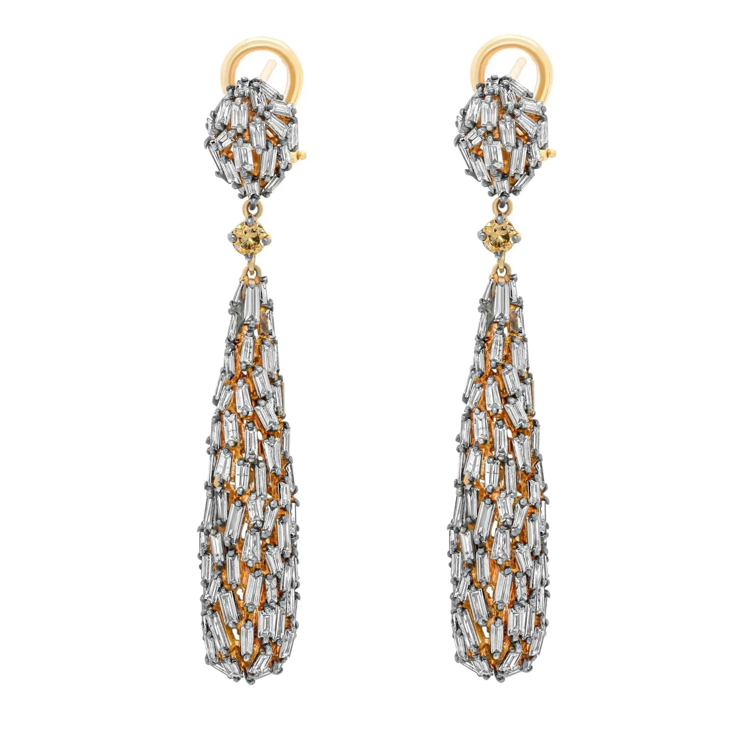 18k Rose Gold Champagne Diamond Drop Earrings
