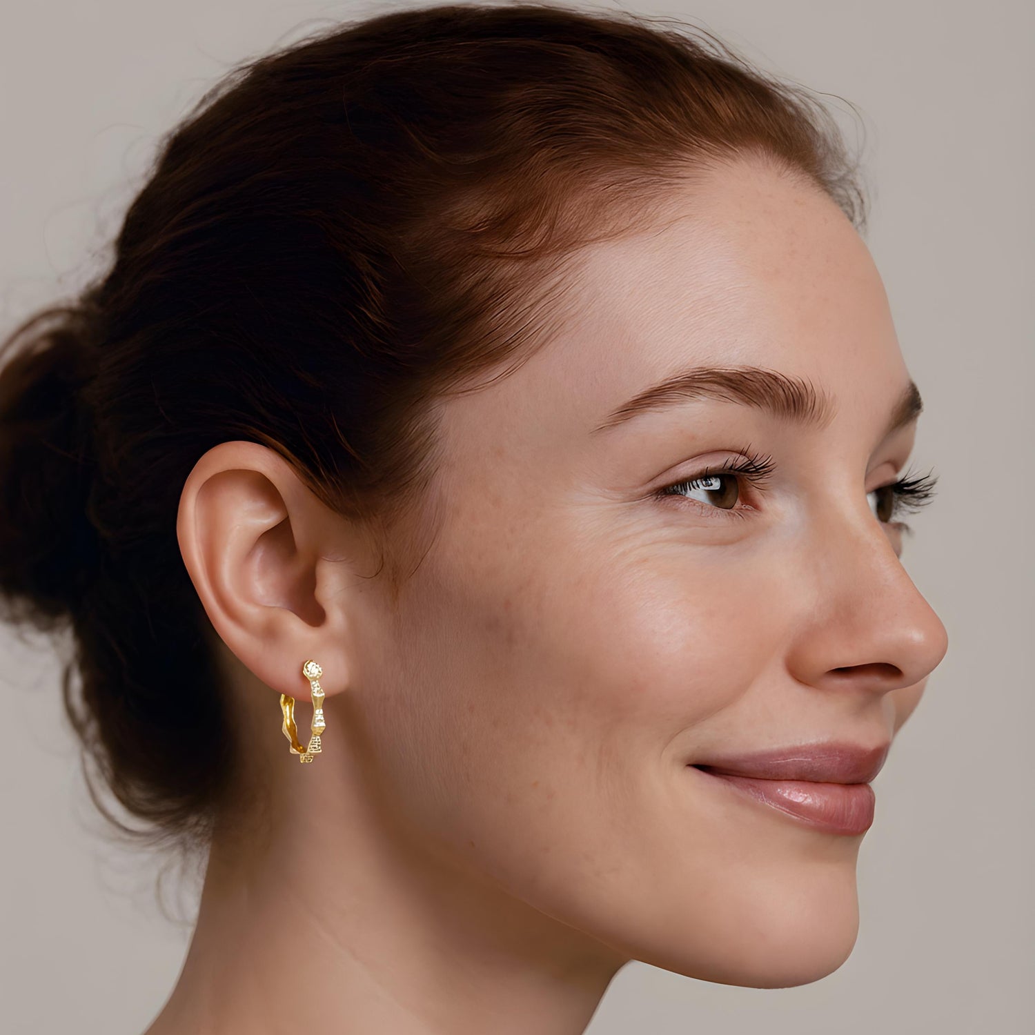 14K Yellow Gold Diamond Open Hoop Earrings