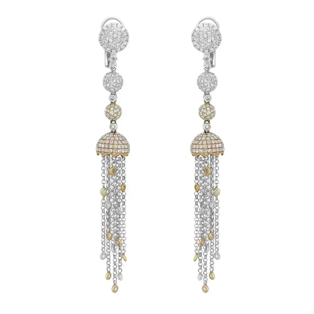 18k Two Tone Gold Diamond Tassel Earrings Jay Feder Jewelers