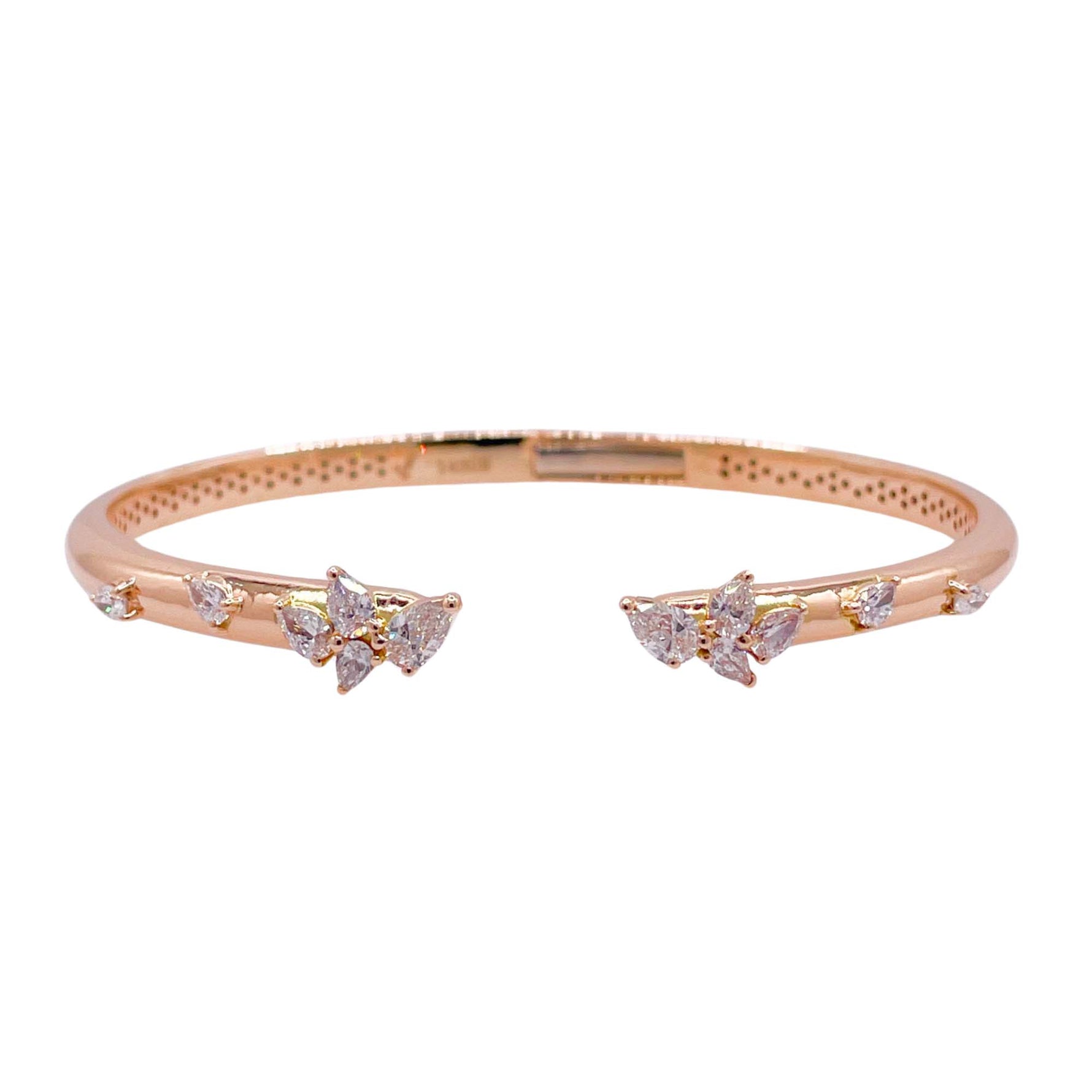 Jay Feder 18k Rose Gold Diamond Hinge Bangle Bracelet