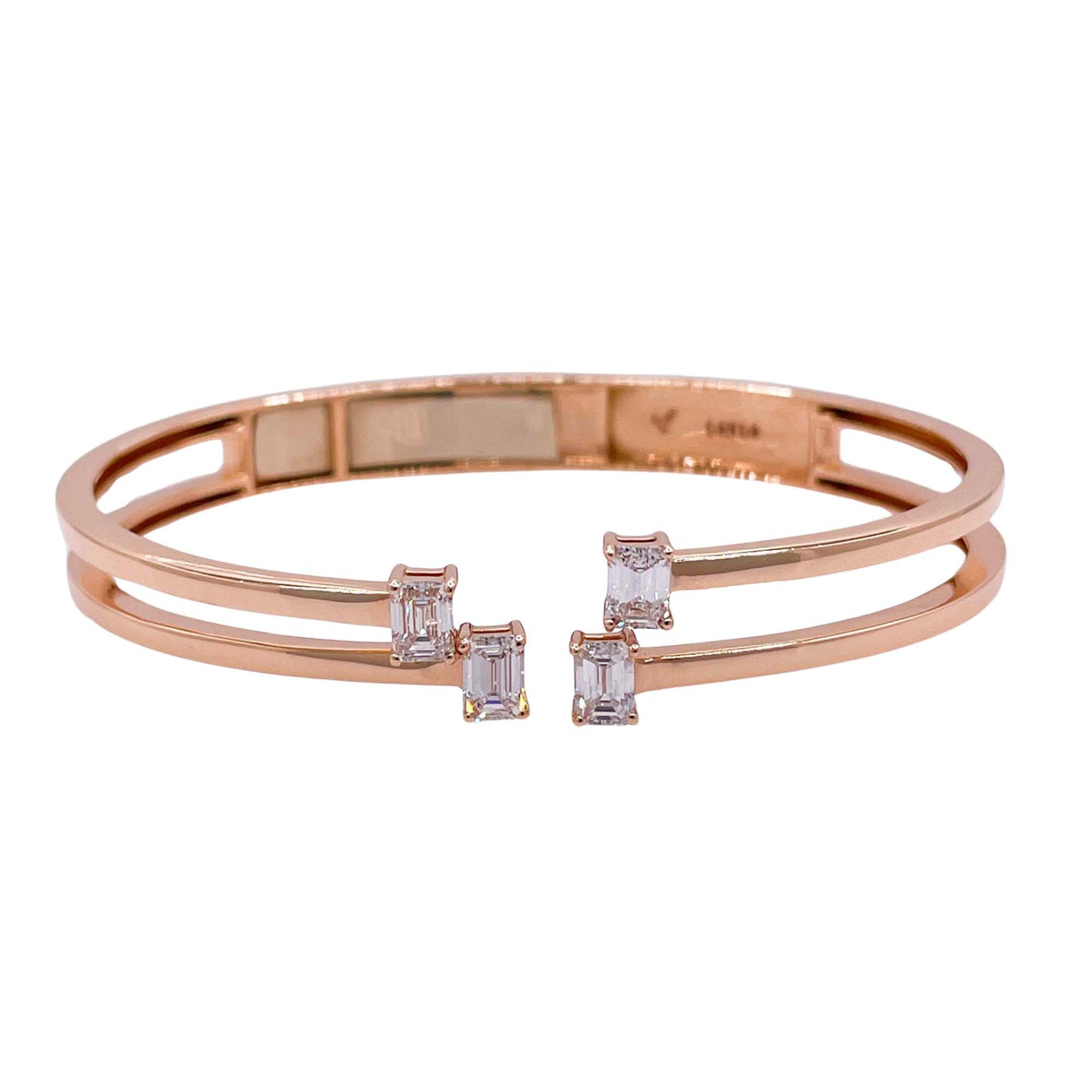Jay Feder 18k Rose Gold Emerald Diamond Hinge Bracelet