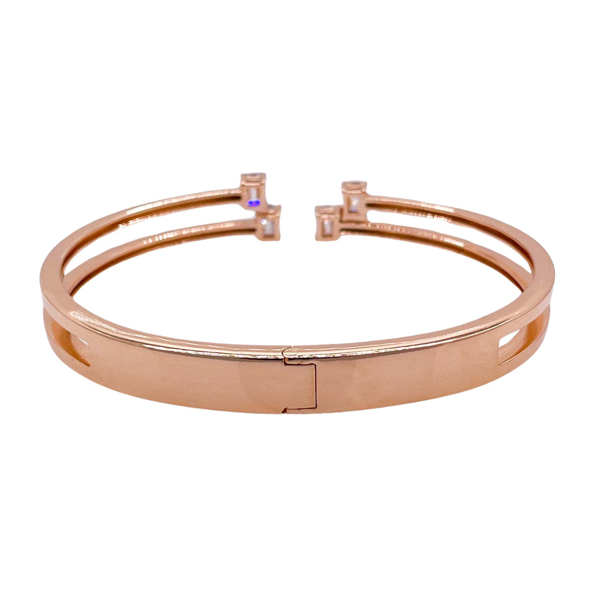 Jay Feder 18k Rose Gold Emerald Diamond Hinge Bracelet