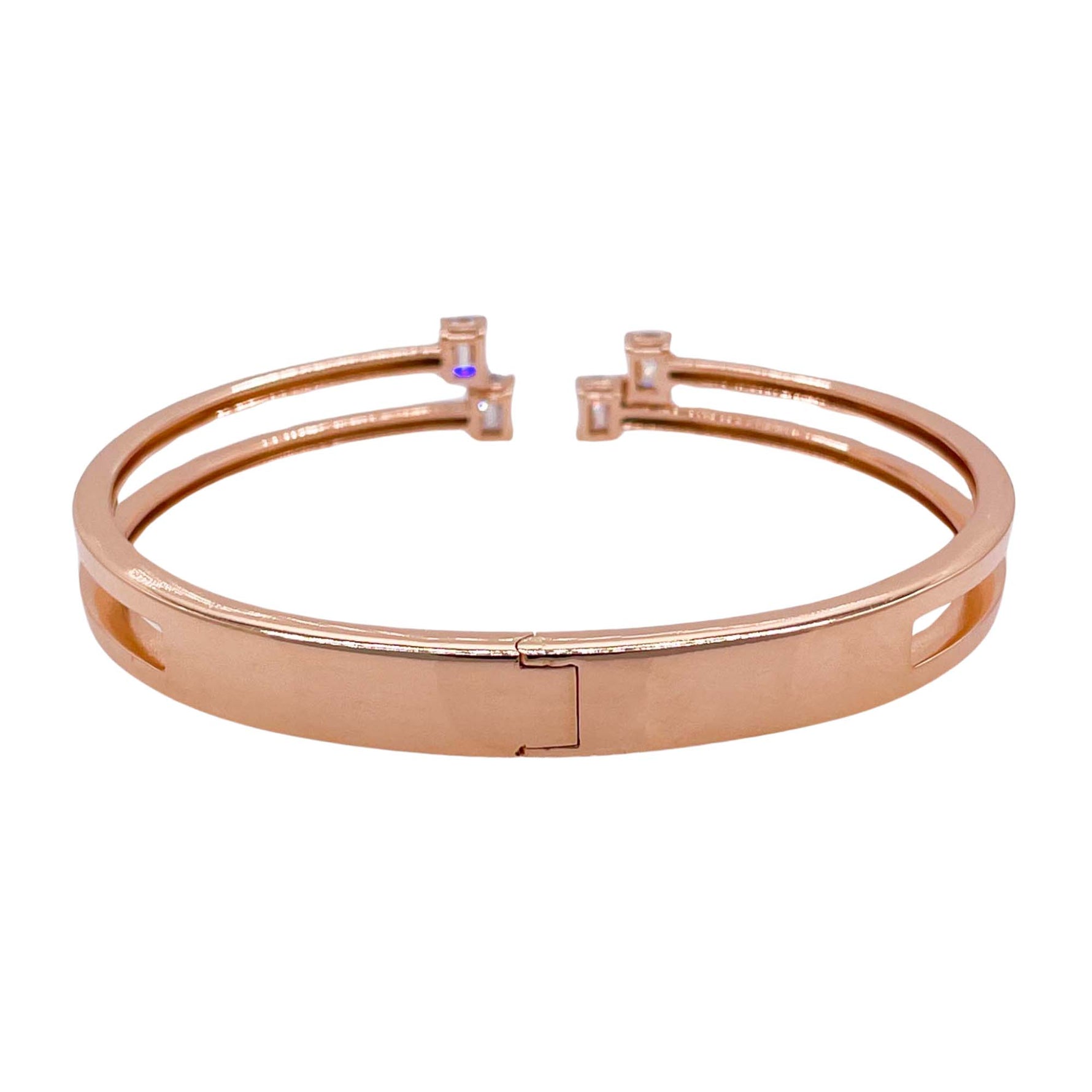 Jay Feder 18k Rose Gold Emerald Diamond Hinge Bracelet