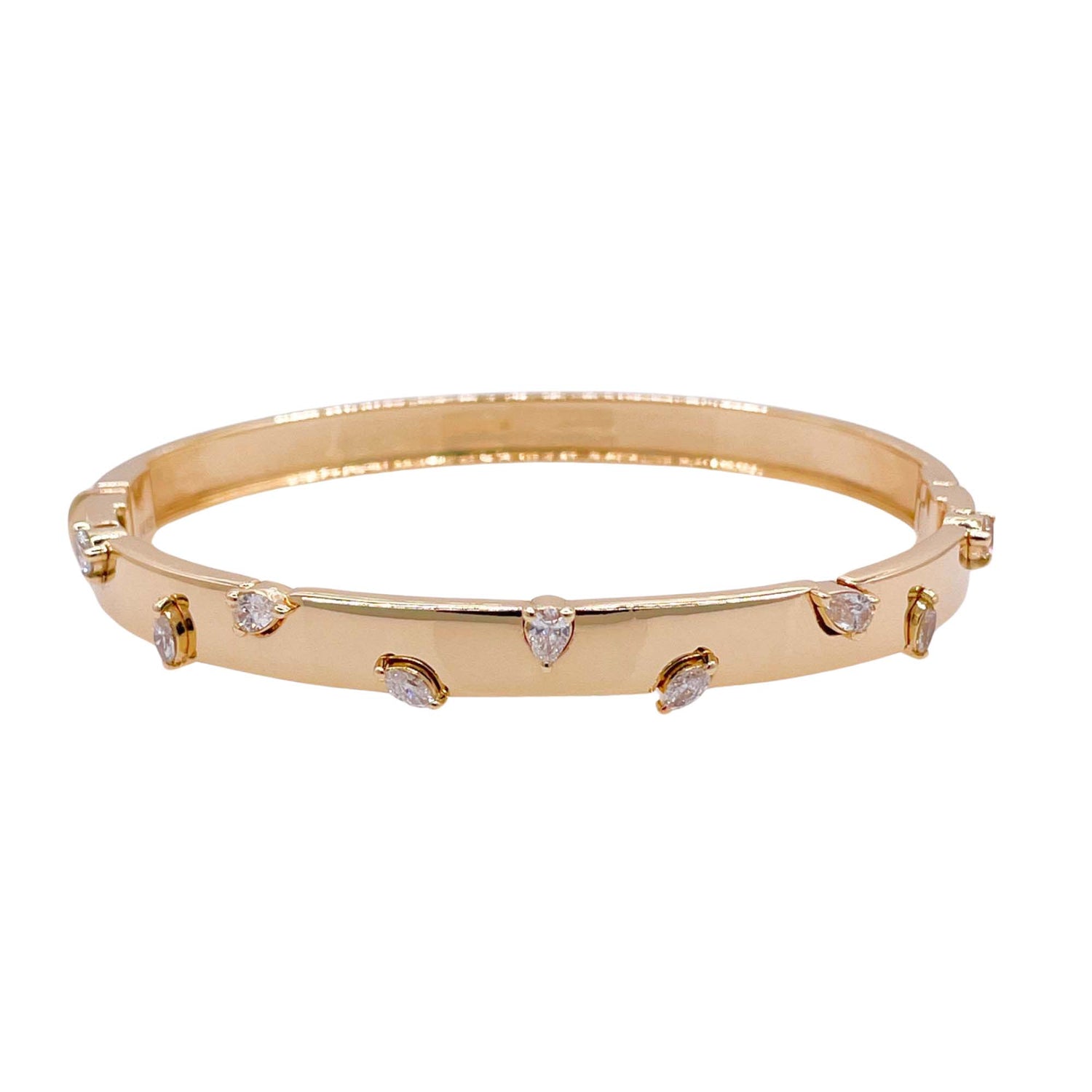 Jay Feder 18k Yellow Gold Diamond Bangle Bracelet