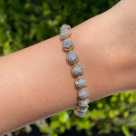 Jay Feder 14k Yellow Gold Round Diamond Cluster Tennis Bracelet