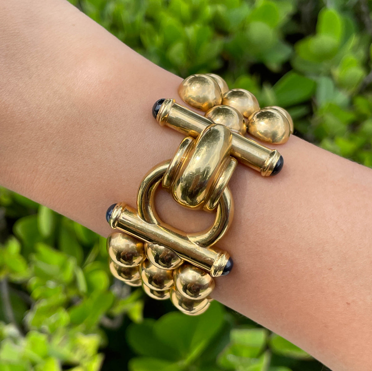 JAY FEDER 18K YELLOW GOLD WIDE BUBBLE BRACELET