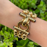 JAY FEDER 18K YELLOW GOLD WIDE BUBBLE BRACELET