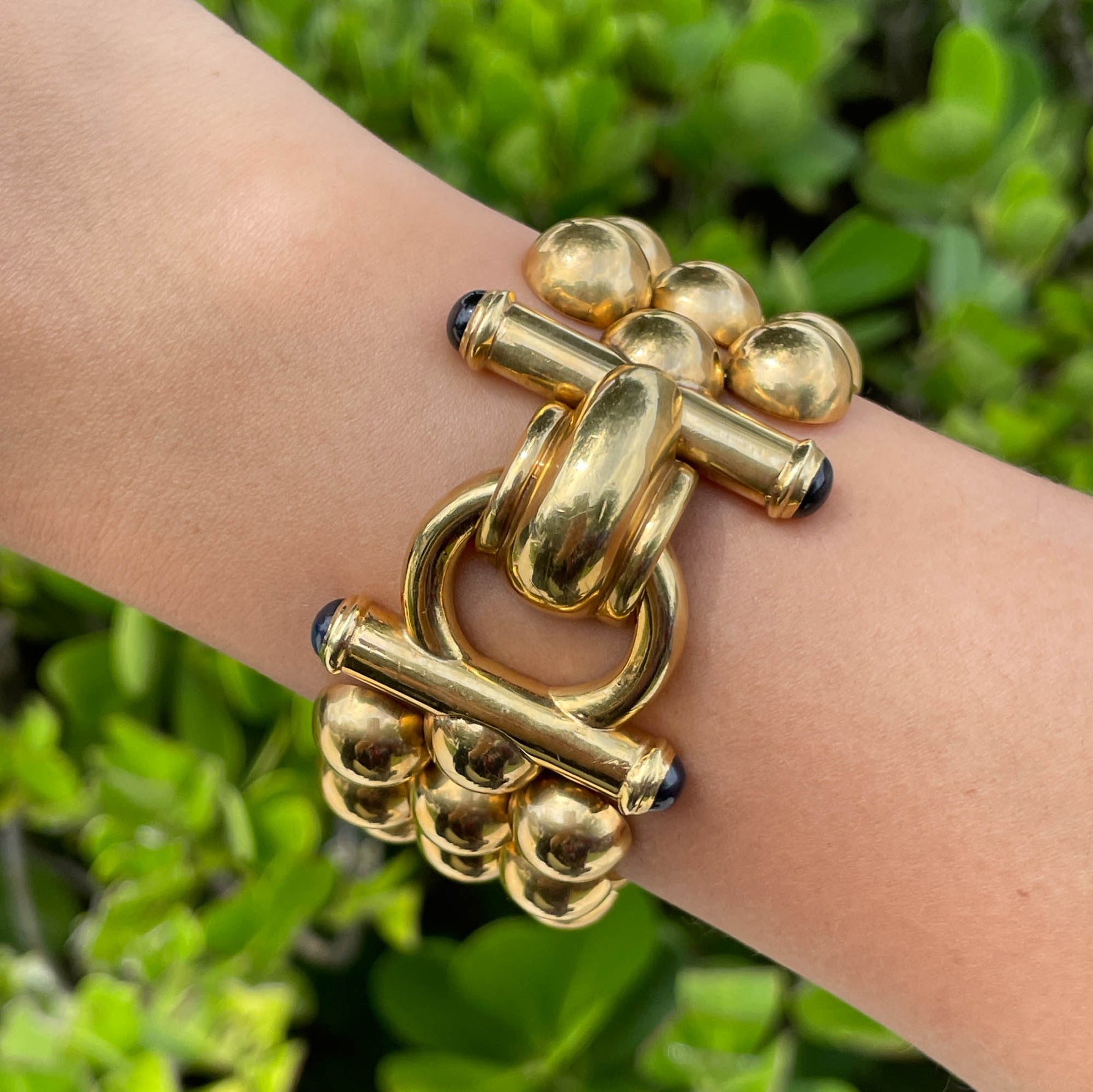 JAY FEDER 18K YELLOW GOLD WIDE BUBBLE BRACELET