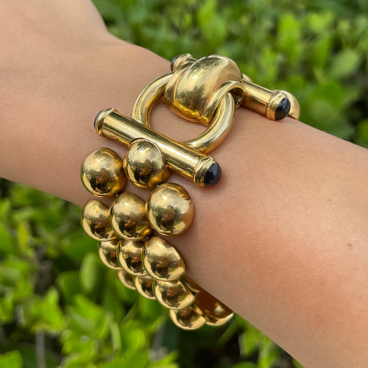 JAY FEDER 18K YELLOW GOLD WIDE BUBBLE BRACELET