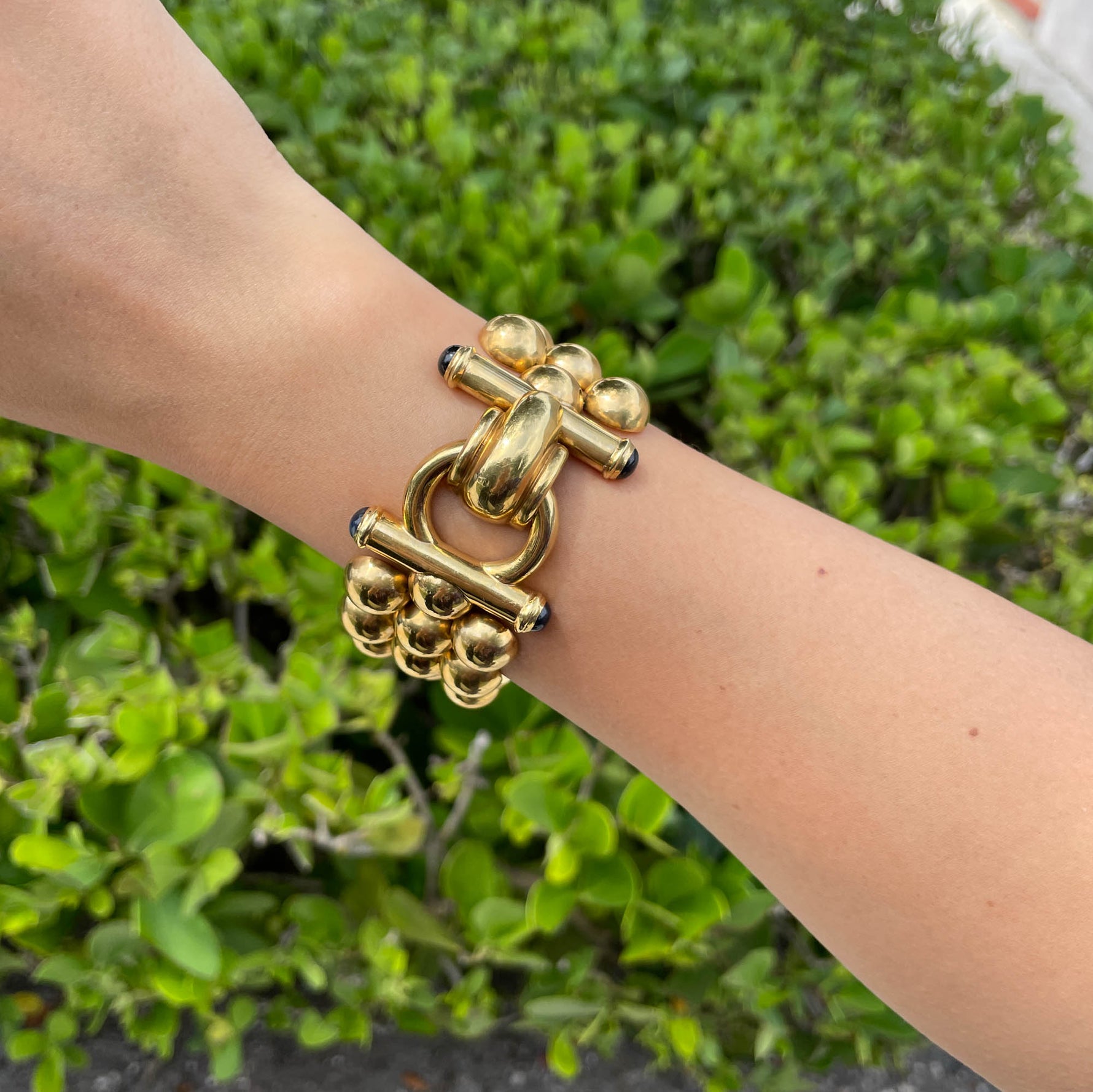 JAY FEDER 18K YELLOW GOLD WIDE BUBBLE BRACELET