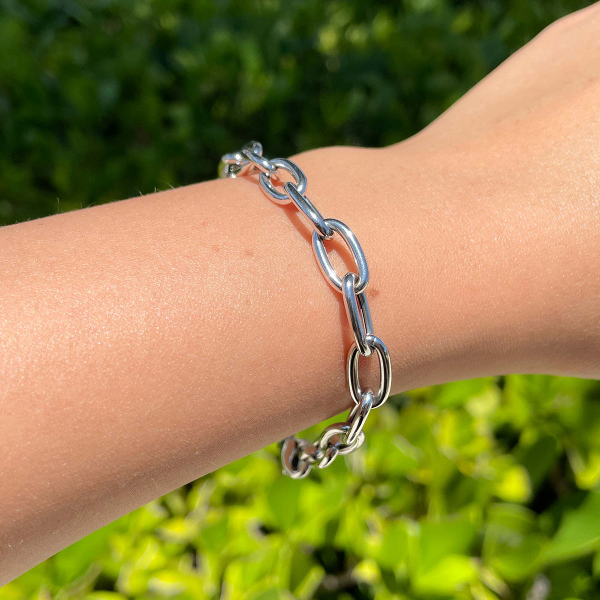 Jay Feder 14k White Gold Jumbo Oval Link Bracelet