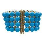 JAY FEDER 18K YELLOW GOLD TURQUOISE DIAMOND WIDE BRACELET