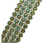 JAY FEDER 18K YELLOW GOLD TURQUOISE DIAMOND WIDE BRACELET