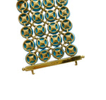 JAY FEDER 18K YELLOW GOLD TURQUOISE DIAMOND WIDE BRACELET