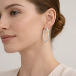 14K White Gold Diamond Hoop Earrings - Jay Feder Jewelers