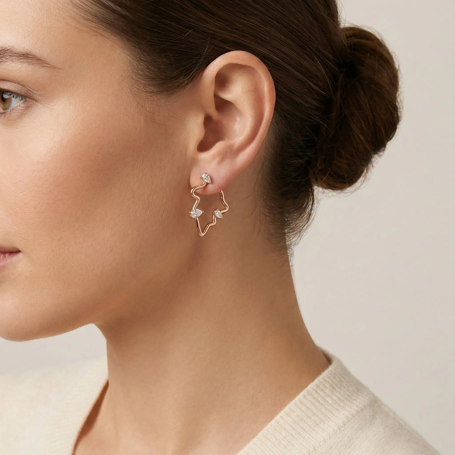 18k Rose Gold Diamond Freeform Earrings Jay Feder Jewelers