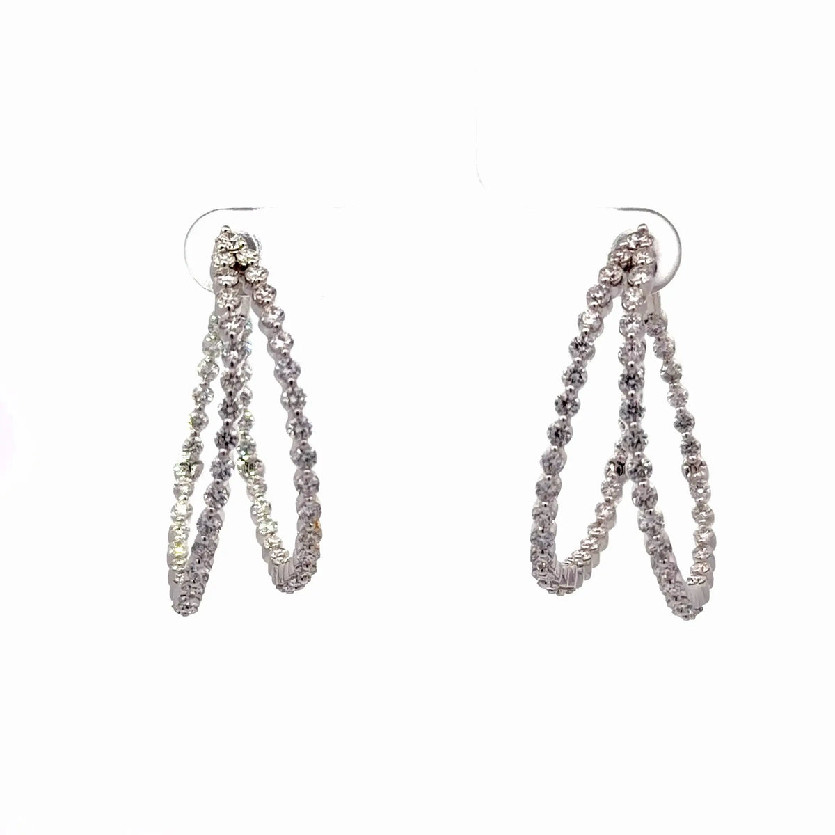 18K White Gold Diamond Double Hoop Earrings - Jay Feder Jewelers