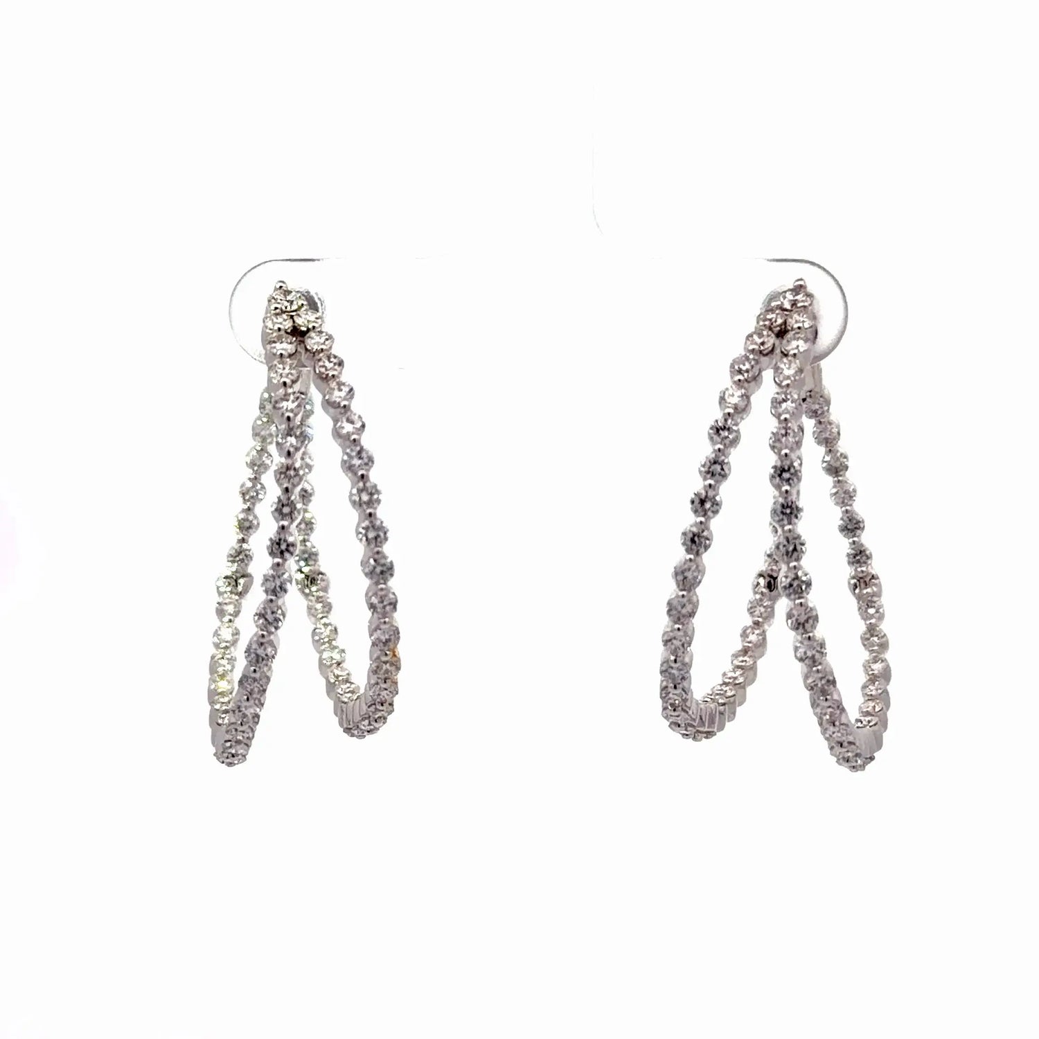 18K White Gold Diamond Double Hoop Earrings - Jay Feder Jewelers