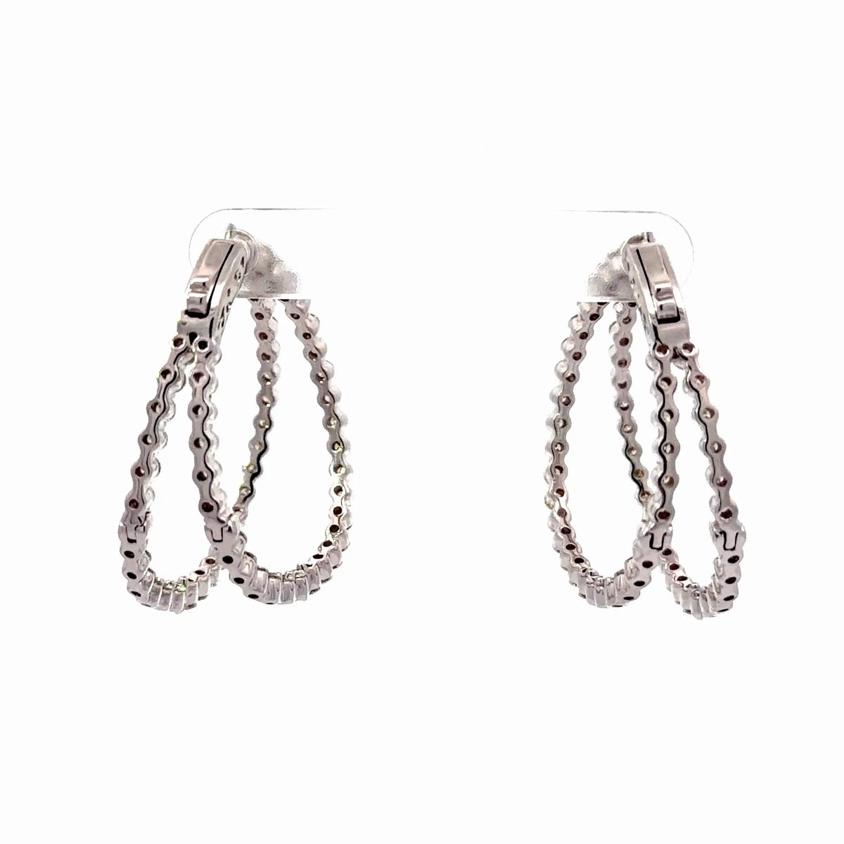 18K White Gold Diamond Double Hoop Earrings - Jay Feder Jewelers