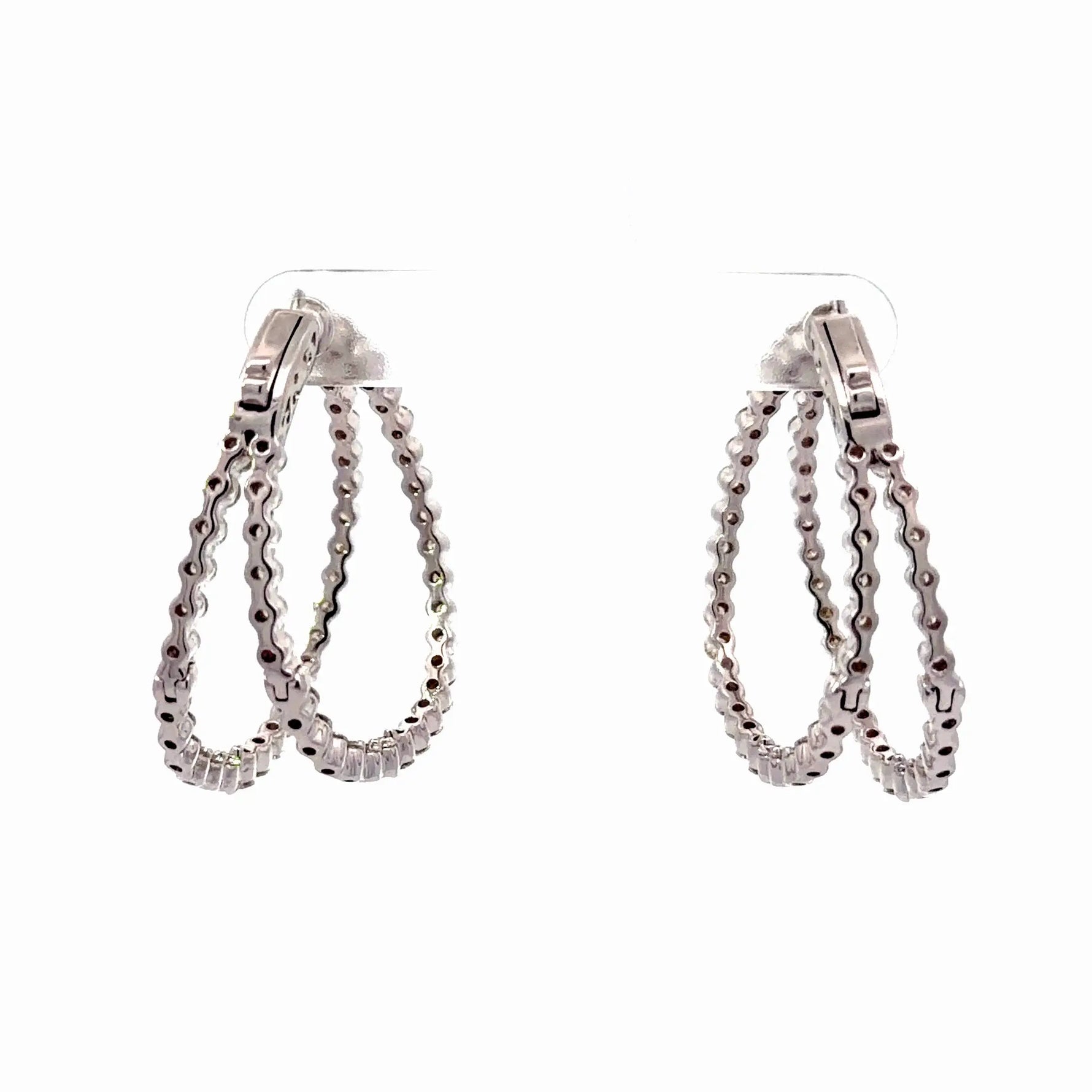 18K White Gold Diamond Double Hoop Earrings - Jay Feder Jewelers