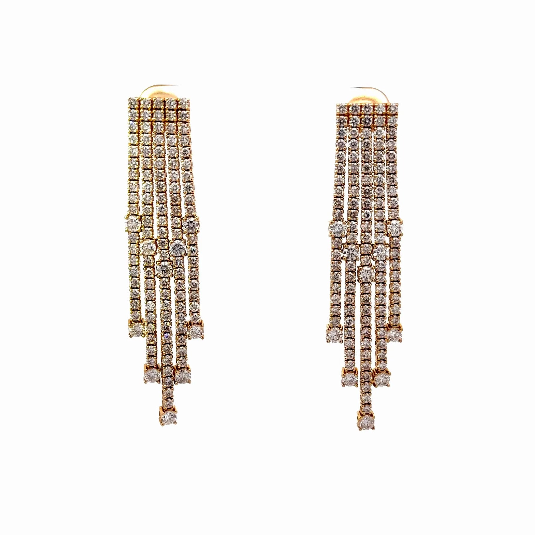 18k Yellow Gold Diamond Five Line Dangle Earrings - Jay Feder Jewelers