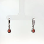 14k White Gold Garnet and Diamond Milgrain Drop Earrings - Jay Feder Jewelers