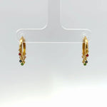 14k Yellow Gold Rainbow Gemstone Dangle Hoop Earrings - Jay Feder Jewelers