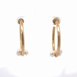 14k Yellow Gold Three Pearl Hoop Earrings - Jay Feder Jewelers