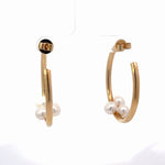 14k Yellow Gold Three Pearl Hoop Earrings - Jay Feder Jewelers