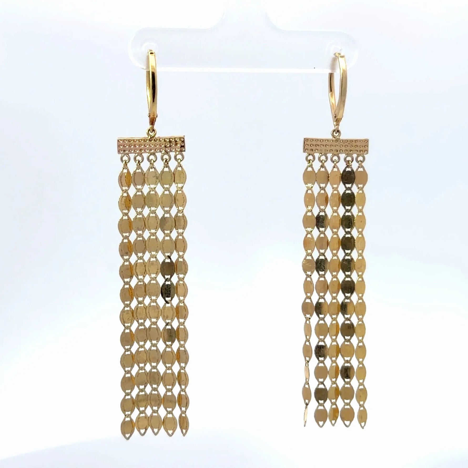 14k Yellow Gold Diamond Flat Chain Dangle Earrings - Jay Feder Jewelers