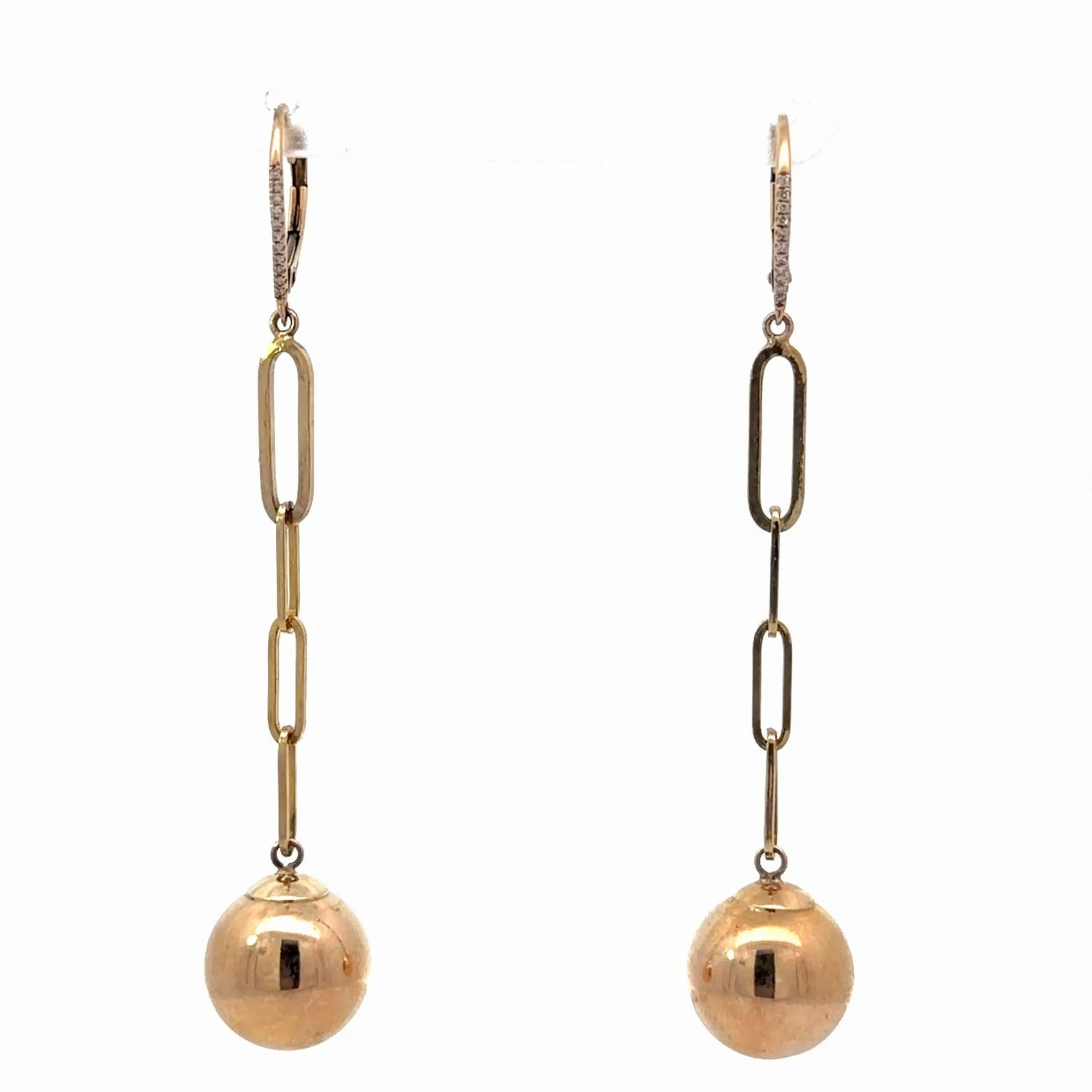 14k Yellow Gold Hanging Ball Dangle Earrings - Jay Feder Jewelers
