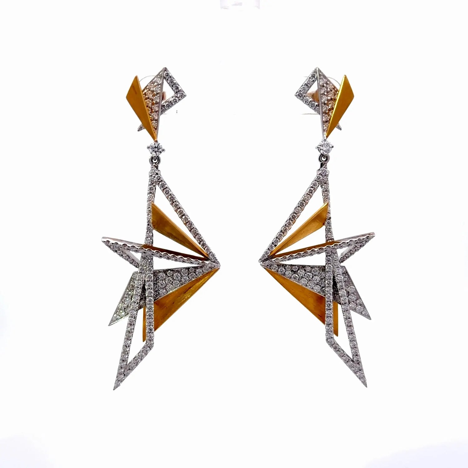 18k Yellow Gold Diamond Origami Aura Drop Earrings - Jay Feder Jewelers