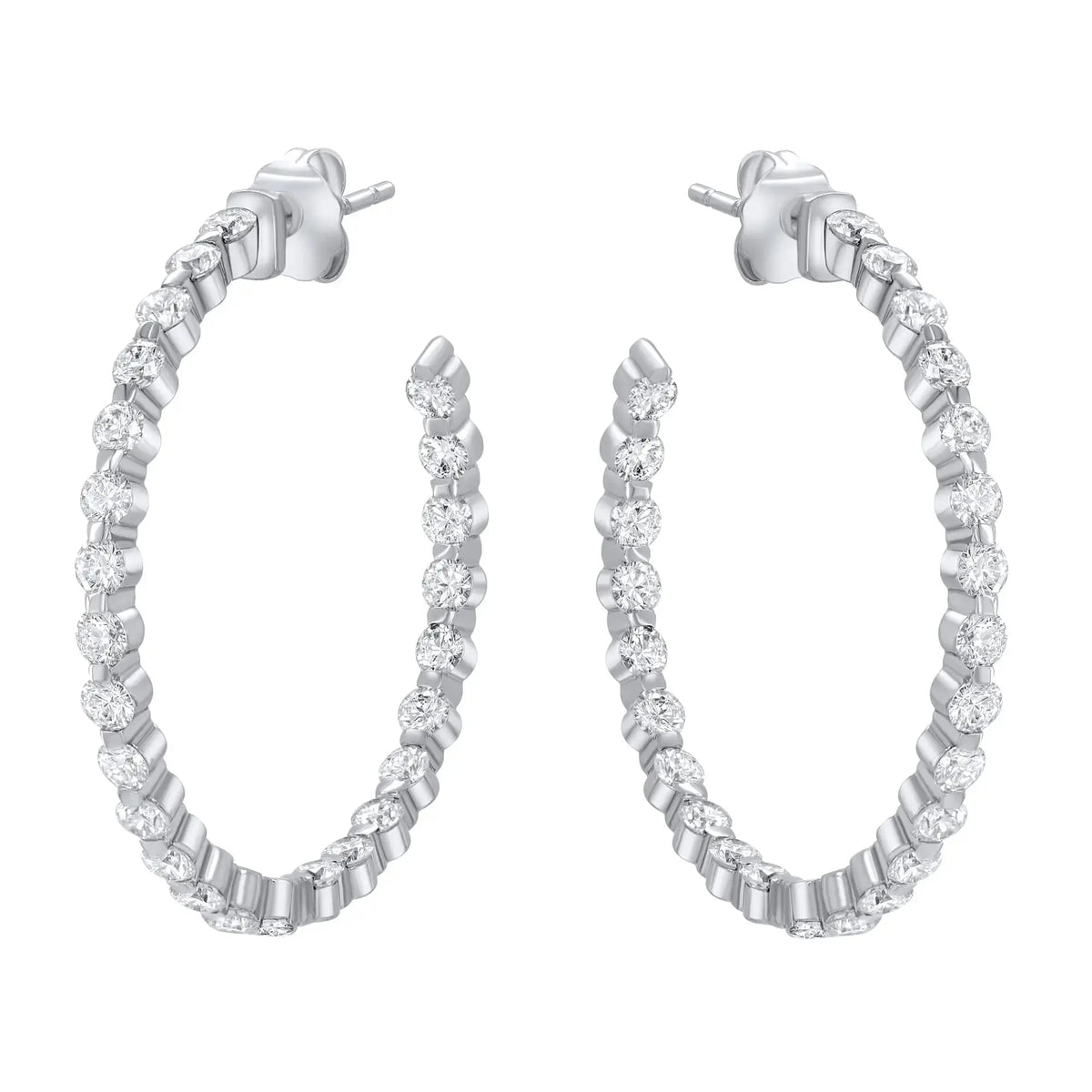 14K White Gold Diamond Hoop Earrings - Jay Feder Jewelers