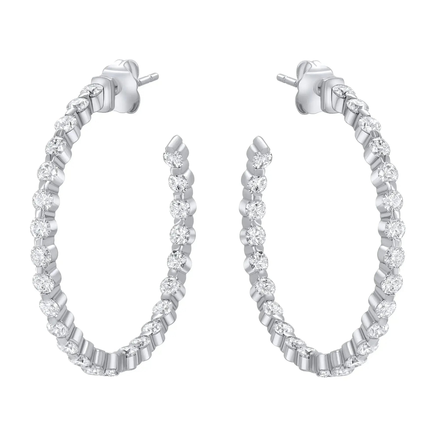 14K White Gold Diamond Hoop Earrings - Jay Feder Jewelers
