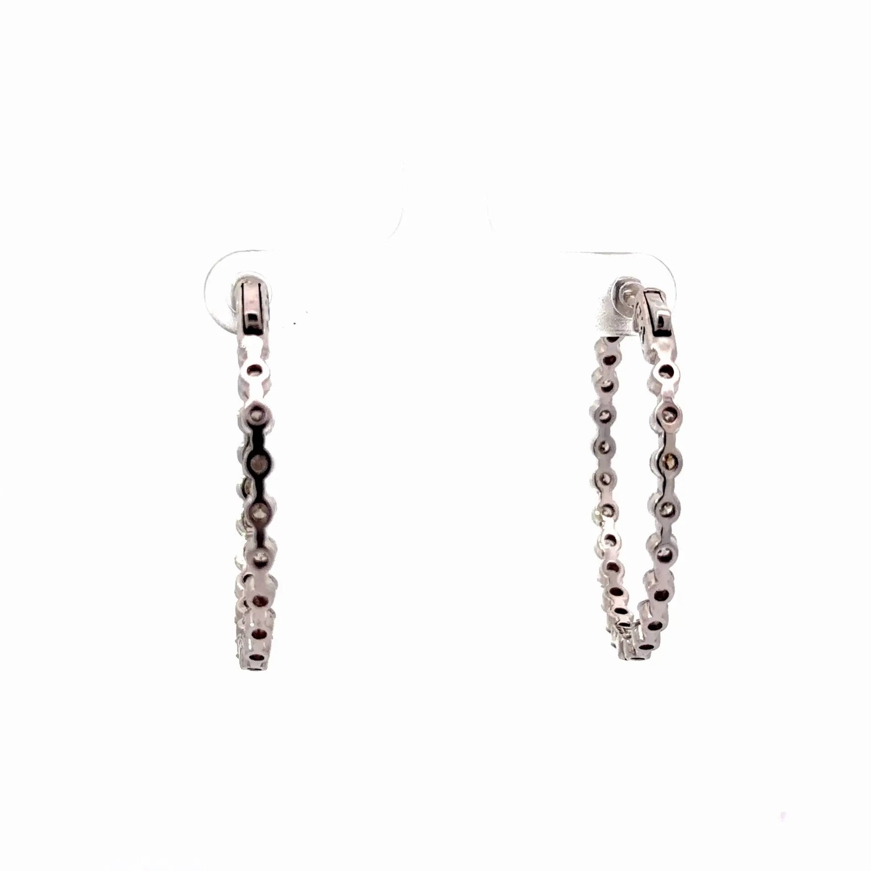 14K White Gold Diamond Hoop Earrings - Jay Feder Jewelers