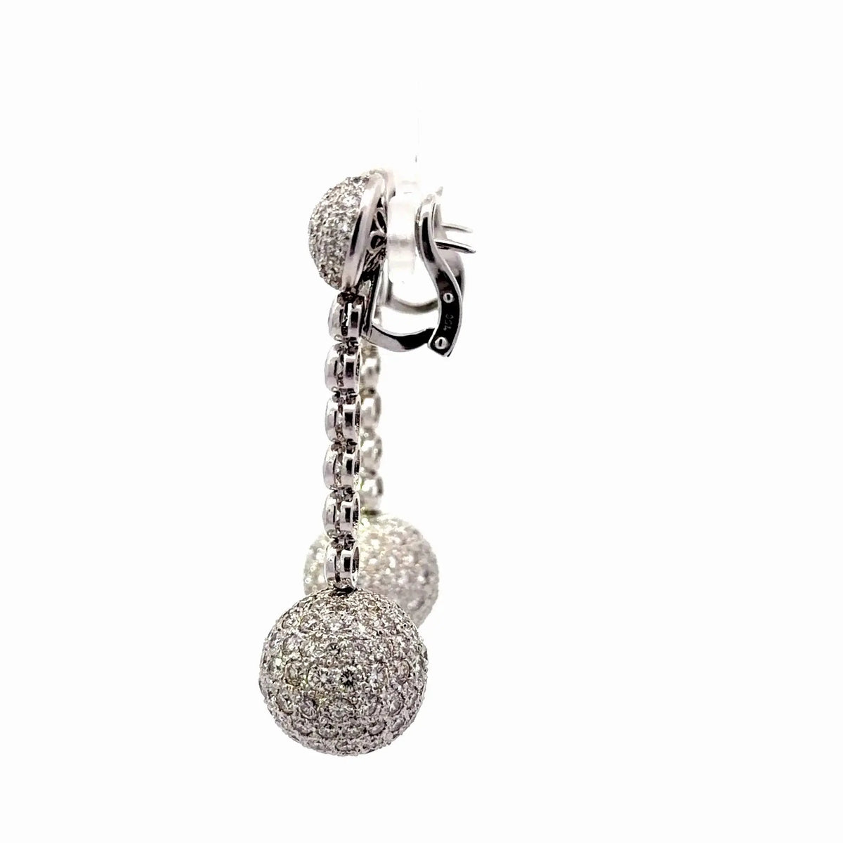 18K White Gold Diamond Pavé Ball Drop Dangle Earrings - Jay Feder Jewelers