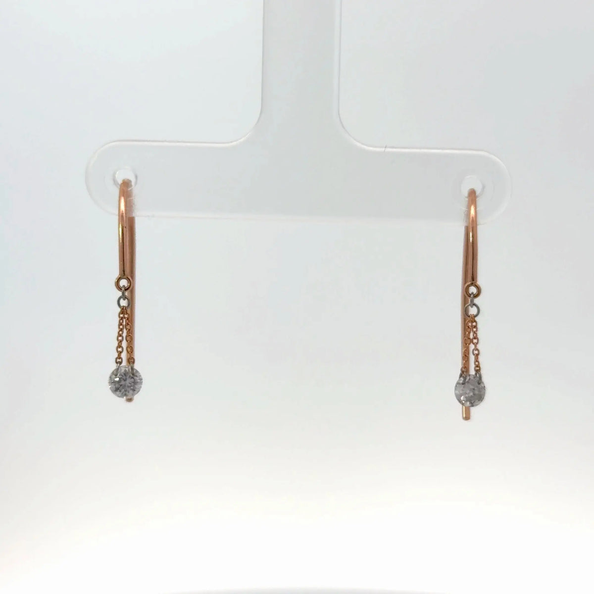 14k Rose Gold Dangling Diamond Earrings - Jay Feder Jewelers