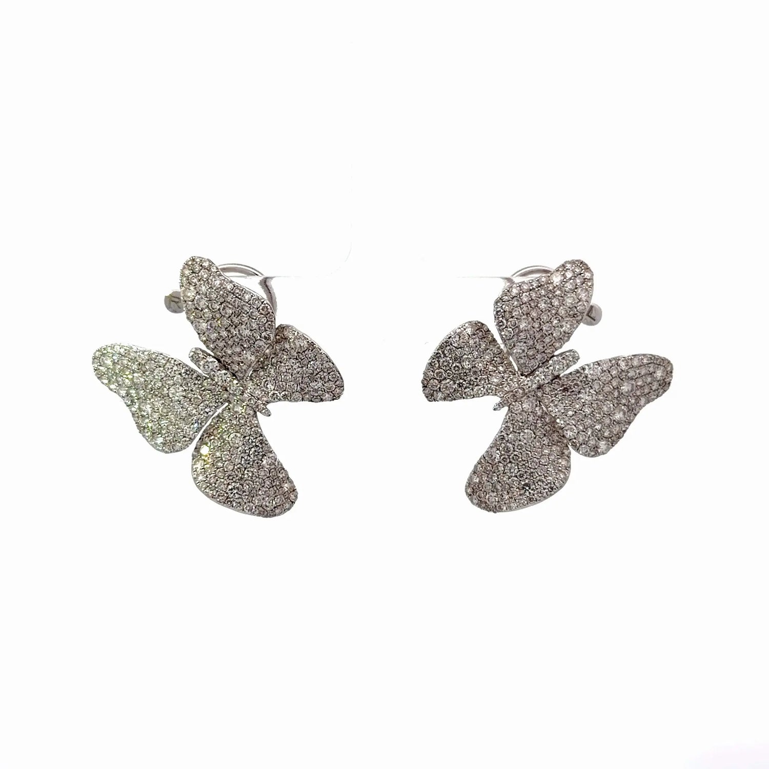 18k White Gold Diamond Butterfly Stud Earrings