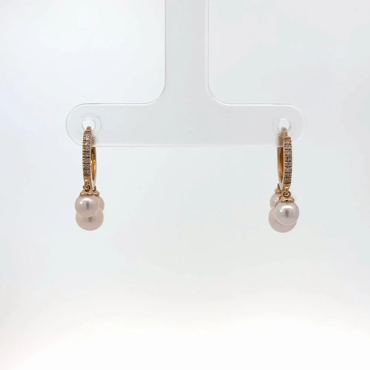 14k Yellow Gold Diamond Pearl Huggie Earrings - Jay Feder Jewelers