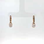 14k Yellow Gold Diamond Pearl Huggie Earrings - Jay Feder Jewelers