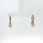 14k Yellow Gold Diamond Pearl Huggie Earrings - Jay Feder Jewelers