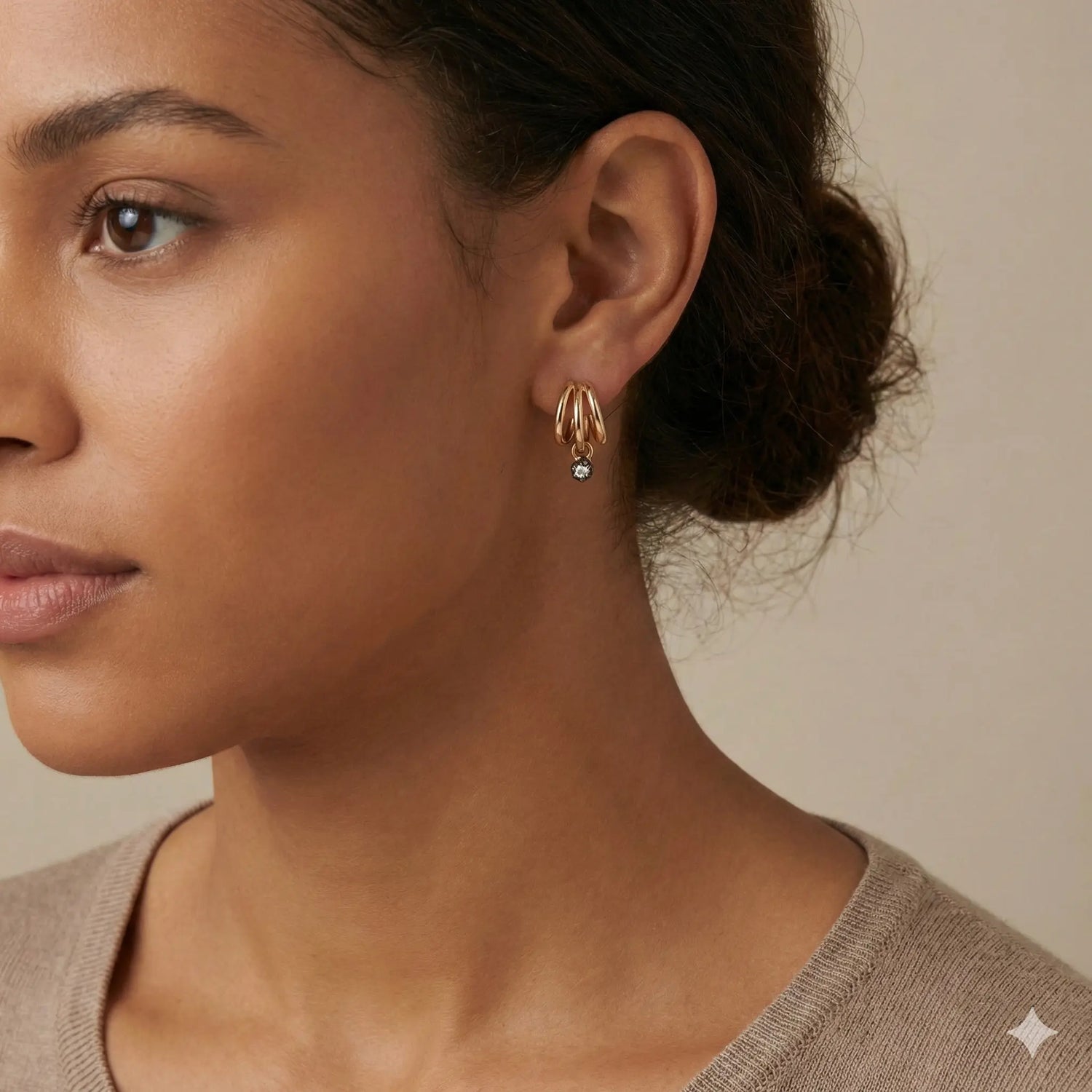 14K Yellow Gold Three-Row Diamond Drop Earrings – 0.23 CTW