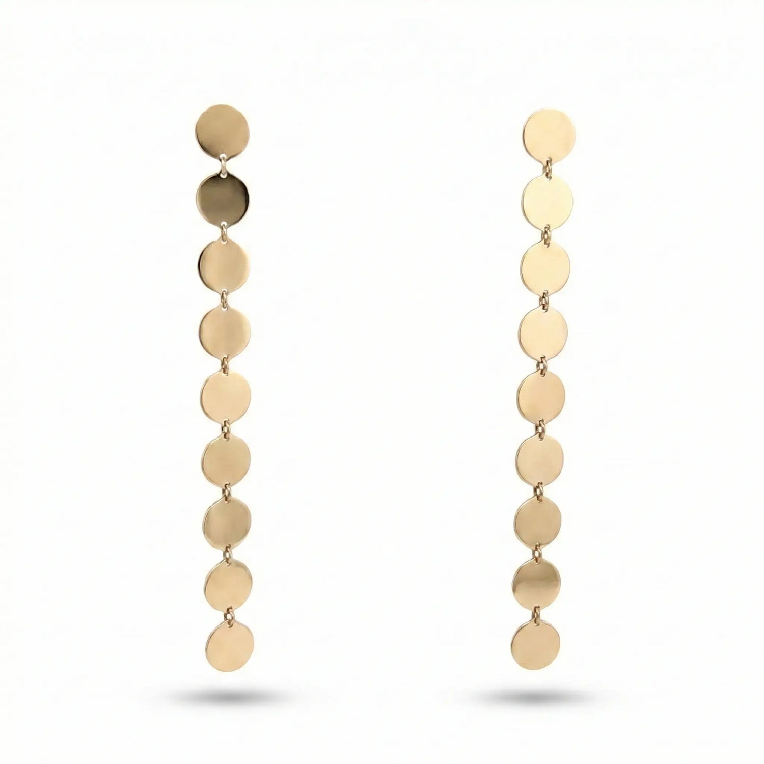 14k Yellow Gold Disc Dangle Earrings - Jay Feder Jewelers