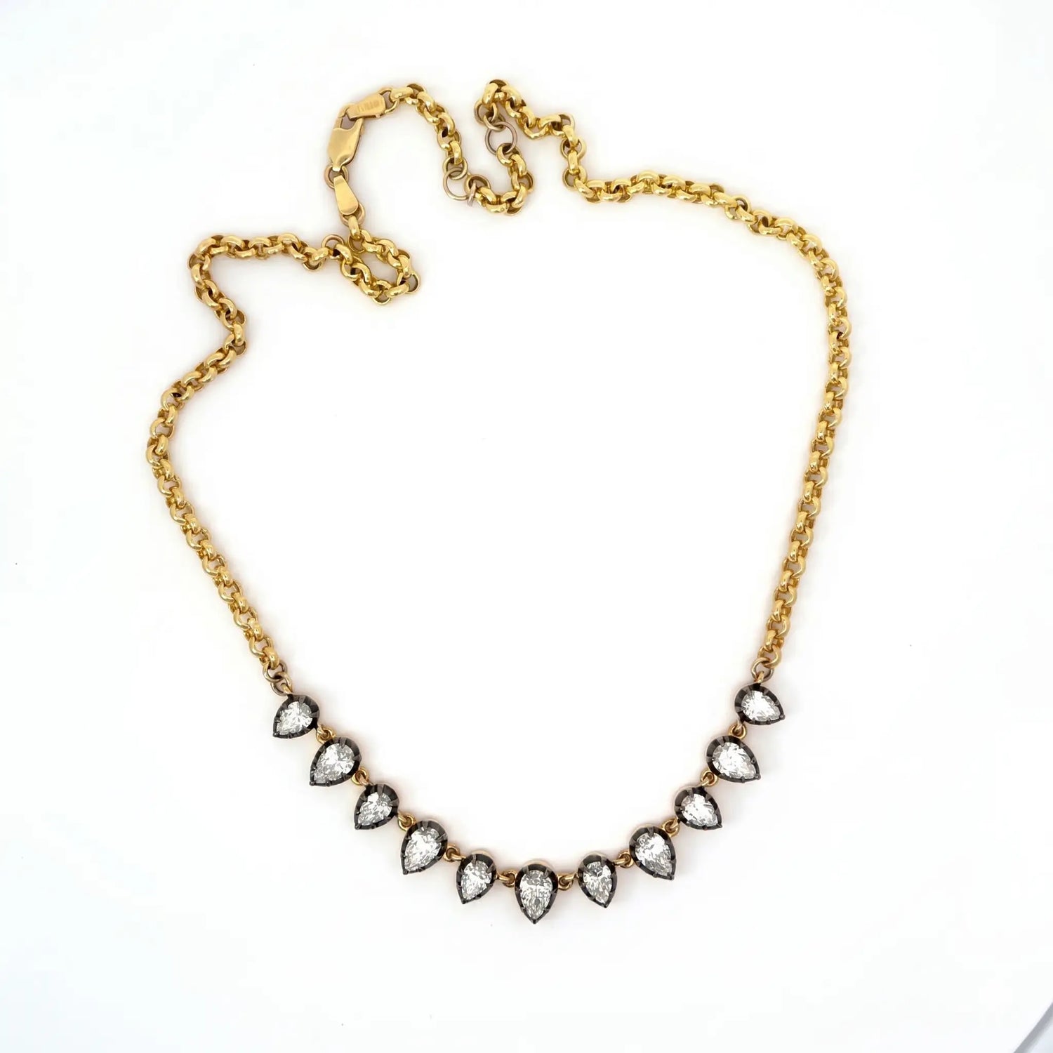 14K Yellow Gold Lab Diamond Pear Necklace 6.00CT