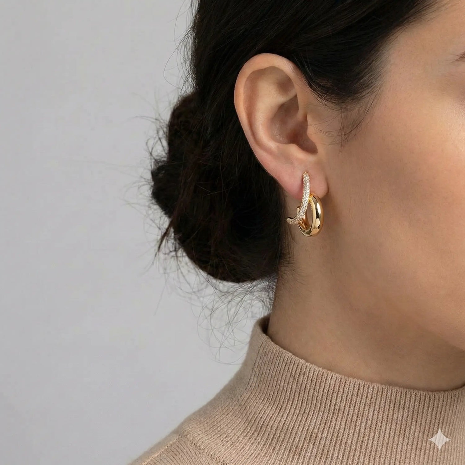 14K Yellow Gold Double Hoop Pavé Earrings – 0.95 CTW