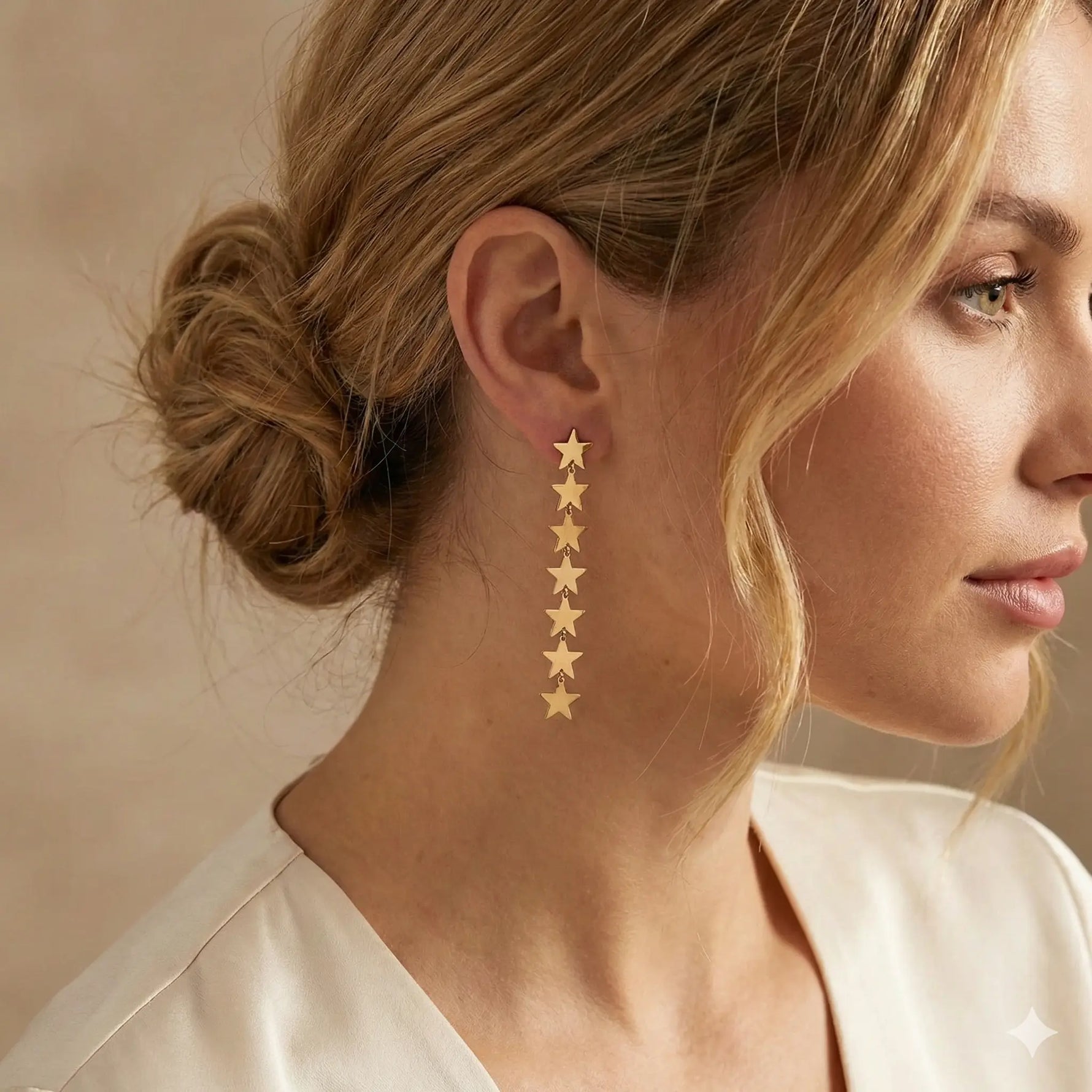 14k Yellow Gold Star Dangle Drop Earrings - Jay Feder Jewelers