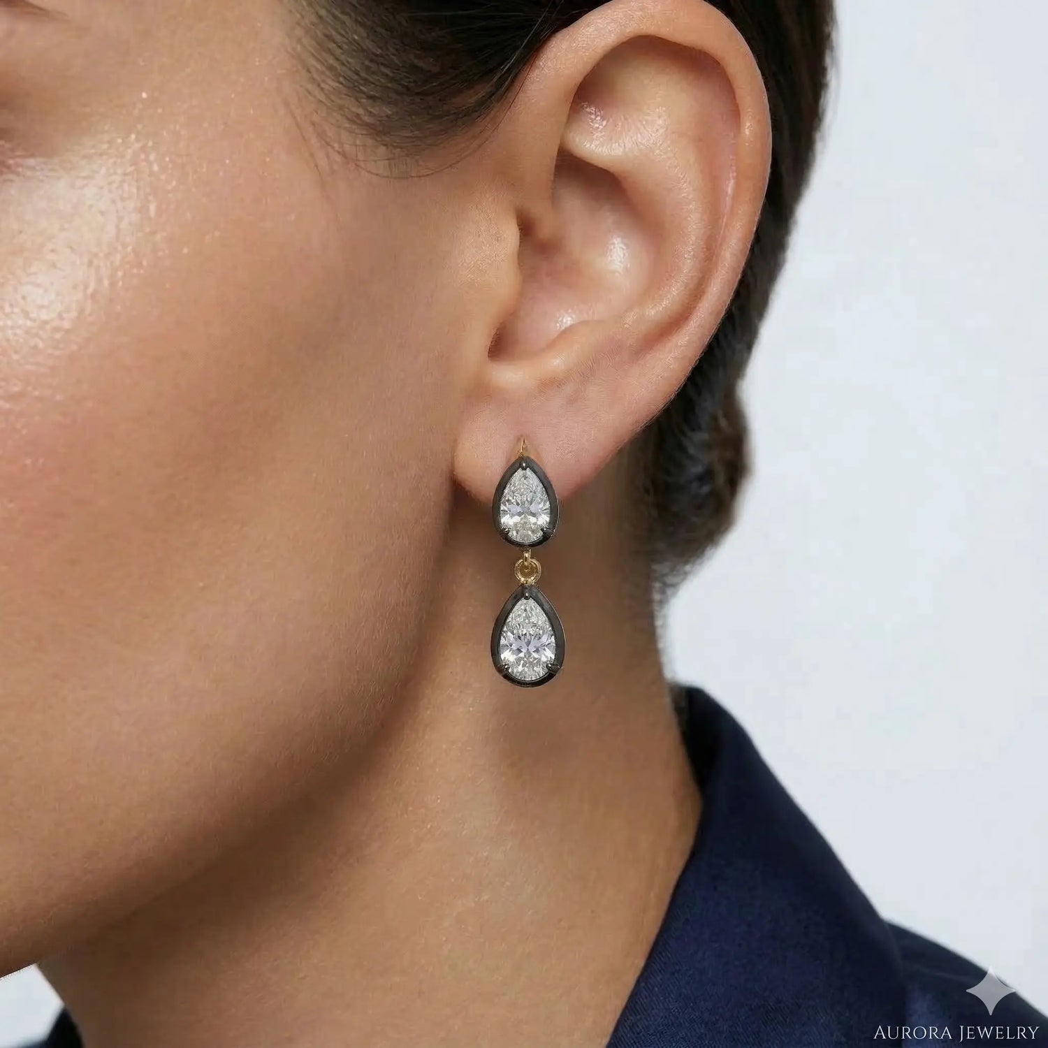 14K Yellow Gold Lab Diamond Pear Drop Earrings 3.29CT